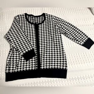 Adrianna Papell Houndstooth 3/4 Sleeve Cardigan